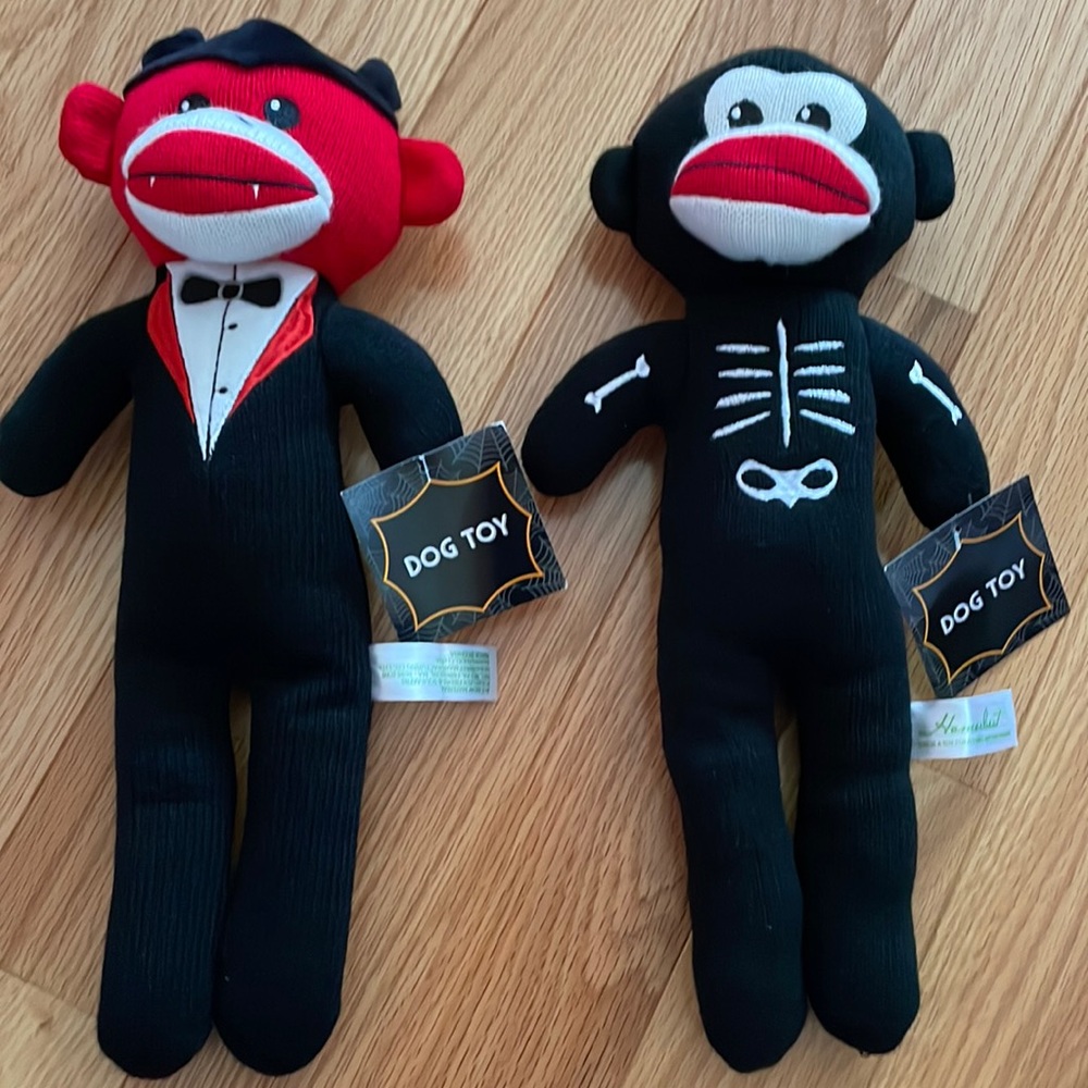 Homerbest Halloween Skeleton & Dracula sock monkey dog toy.